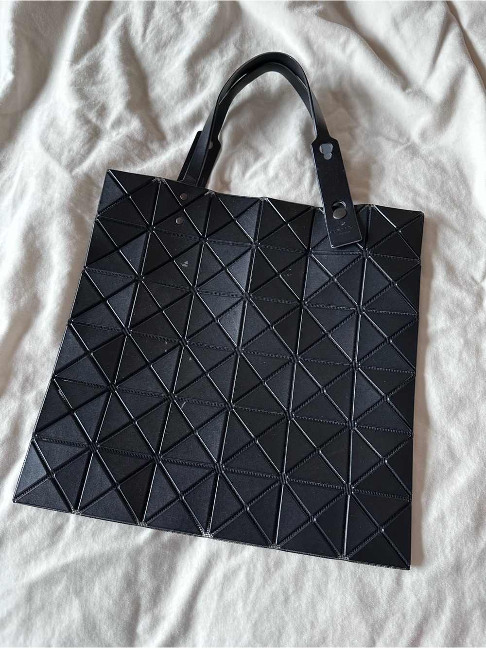 Bao Bao Issey Miyake Geometric Black Tote Bag with Sculpted Triangle Pattern